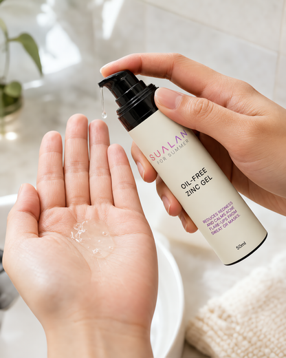 Sualan Cosmetics THE OIL-FREE ZINC GEL, uso y aplicación real del producto · Hidratante facial, disponible en España